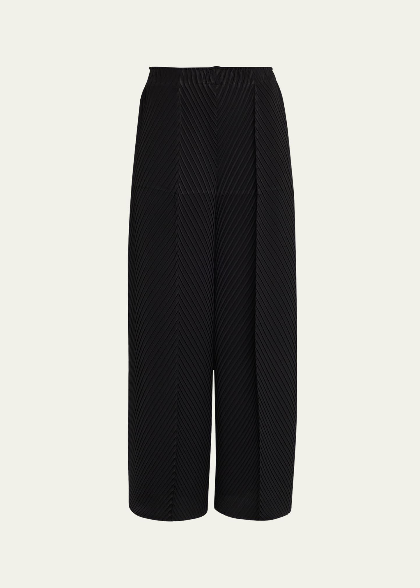soft fold pleats straight-leg trousers