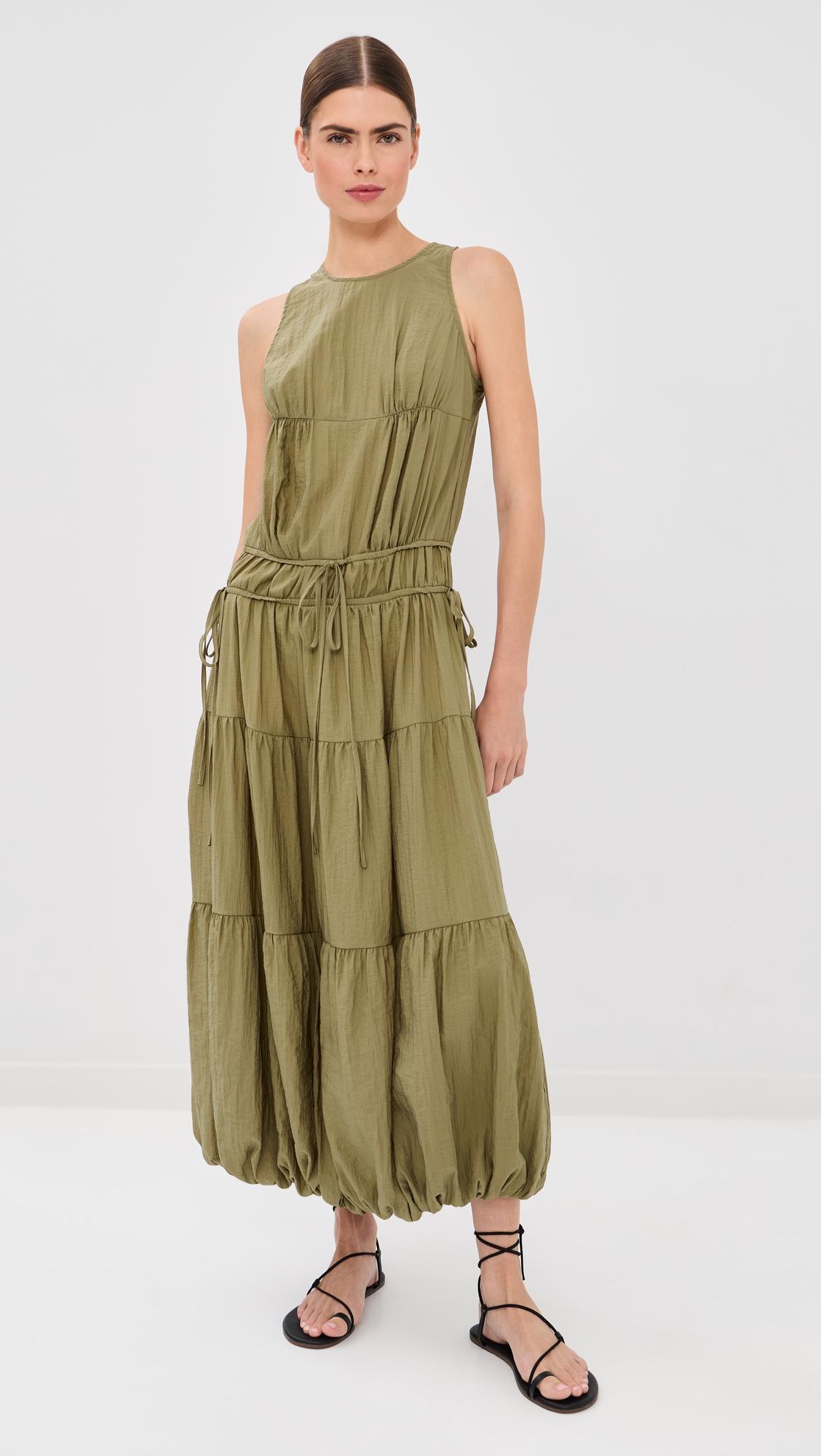 soft gathered turn up dress