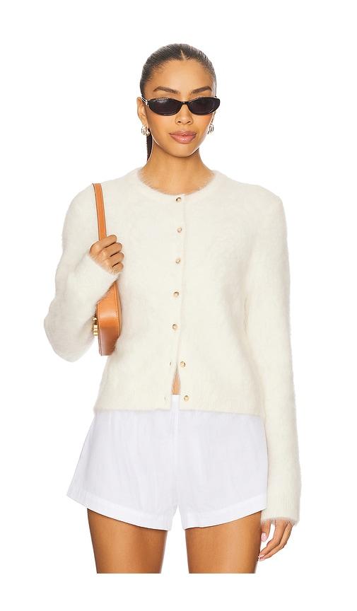 soft goat alpaca cardigan in white.