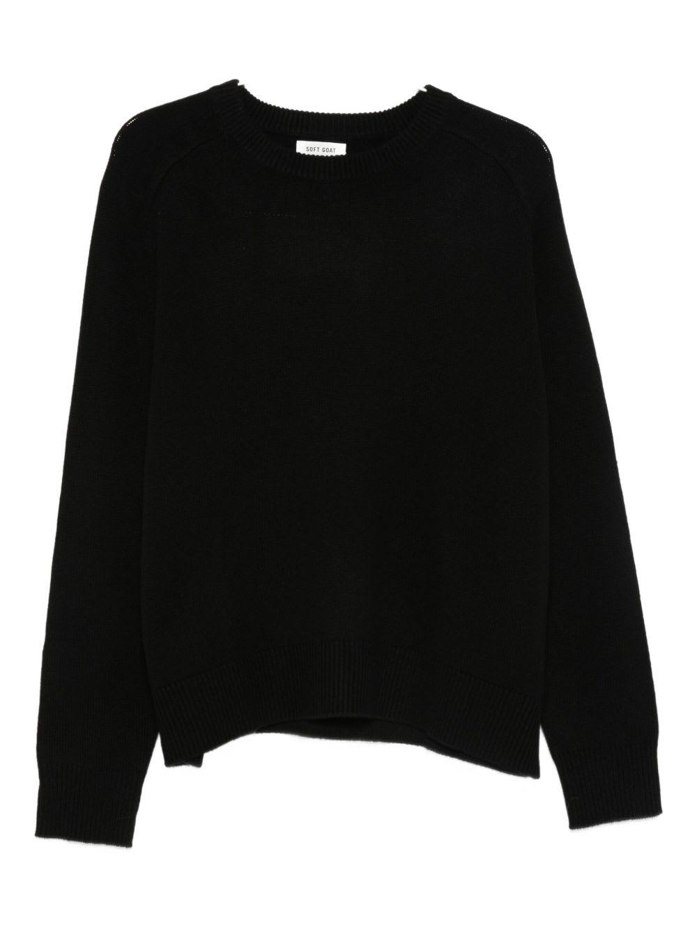 soft goat black crewneck sweaters