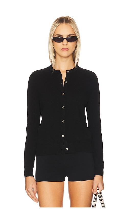 soft goat cardigan in black.