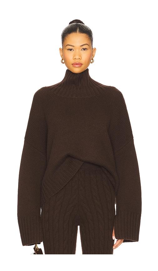soft goat girlfriend turtleneck pullover in brown.