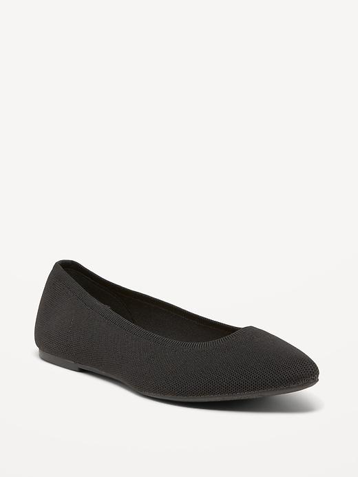 soft-knit pointed-toe ballet flats