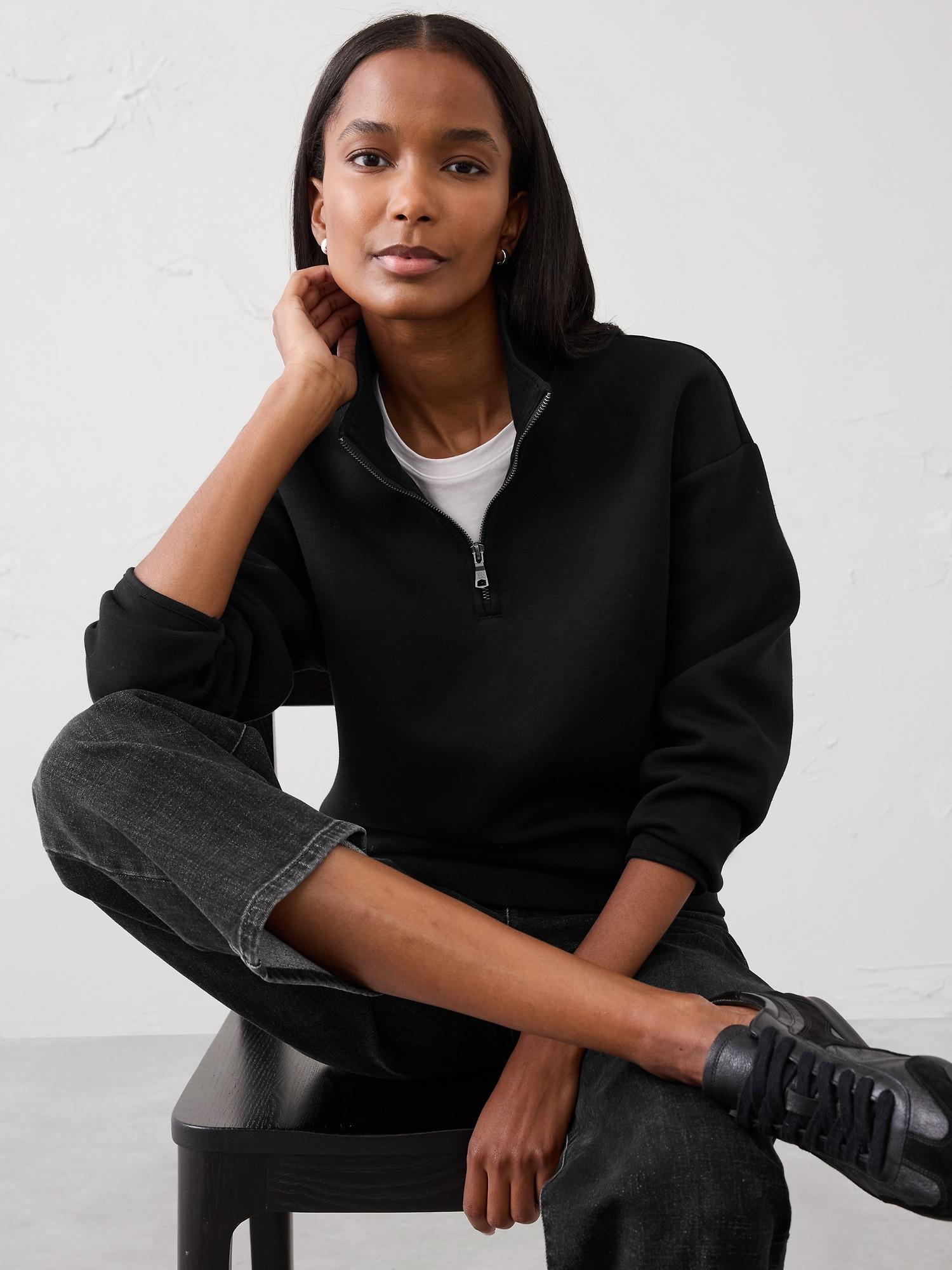 soft knit quarter-zip sweatshirt
