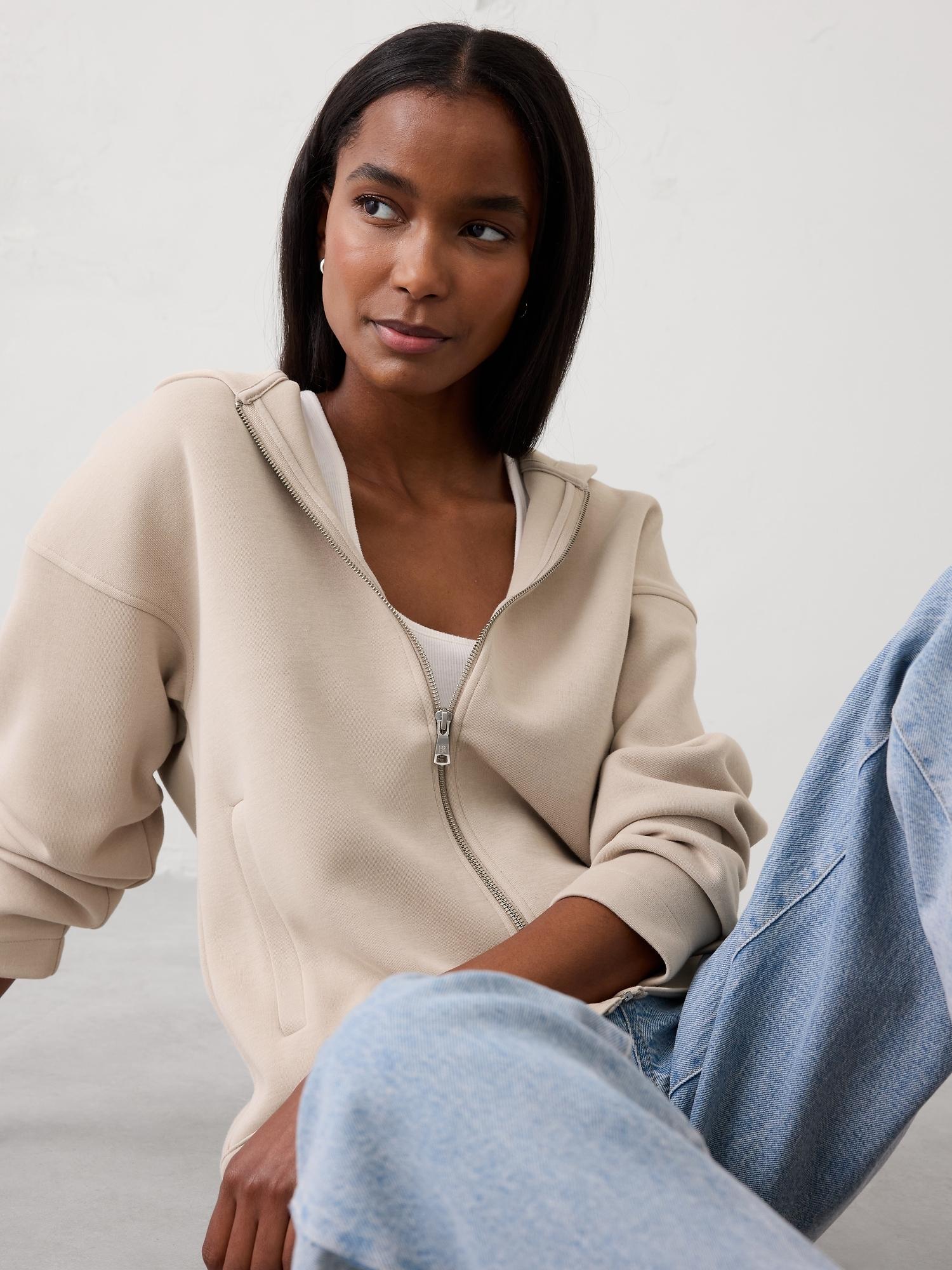 soft knit zip hoodie