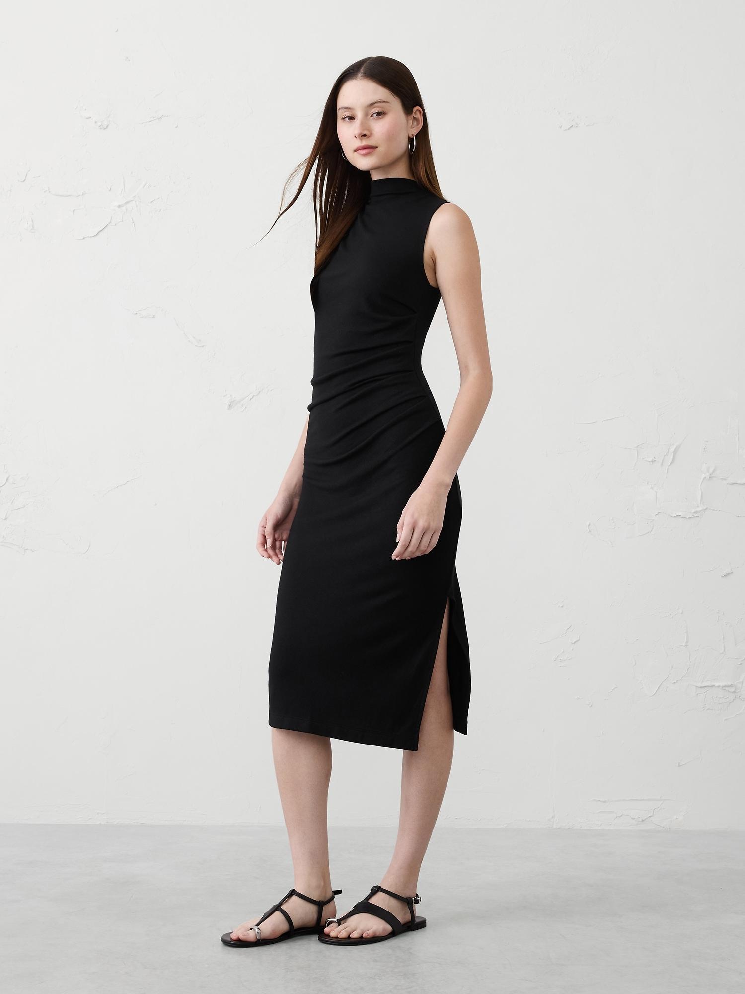 soft luxe bateau-neck midi dress