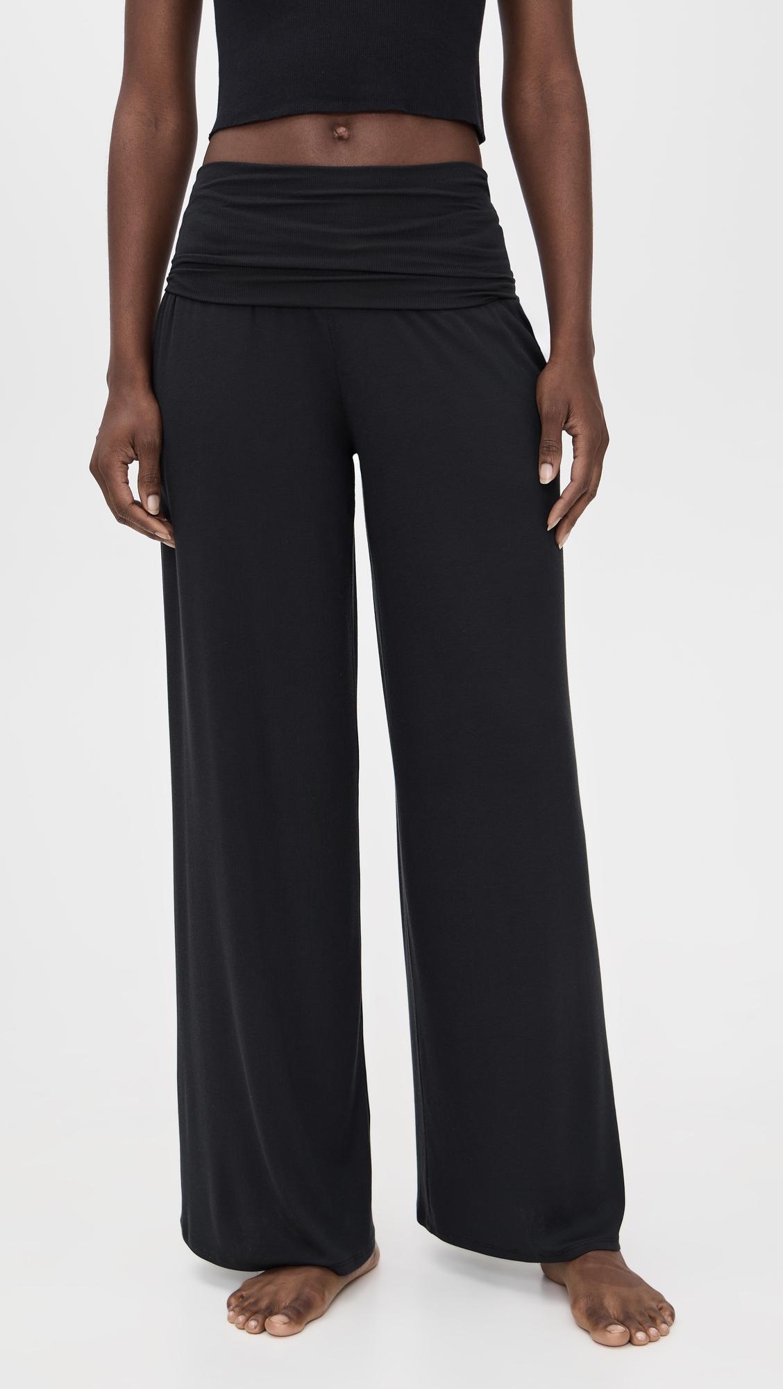 soft modal rib fold over pants