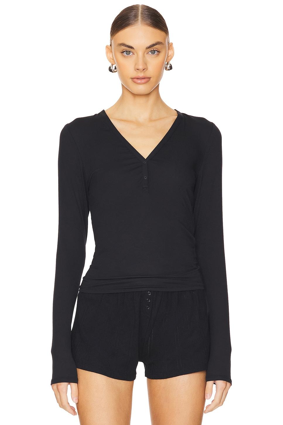 soft modal rib v-neck henley