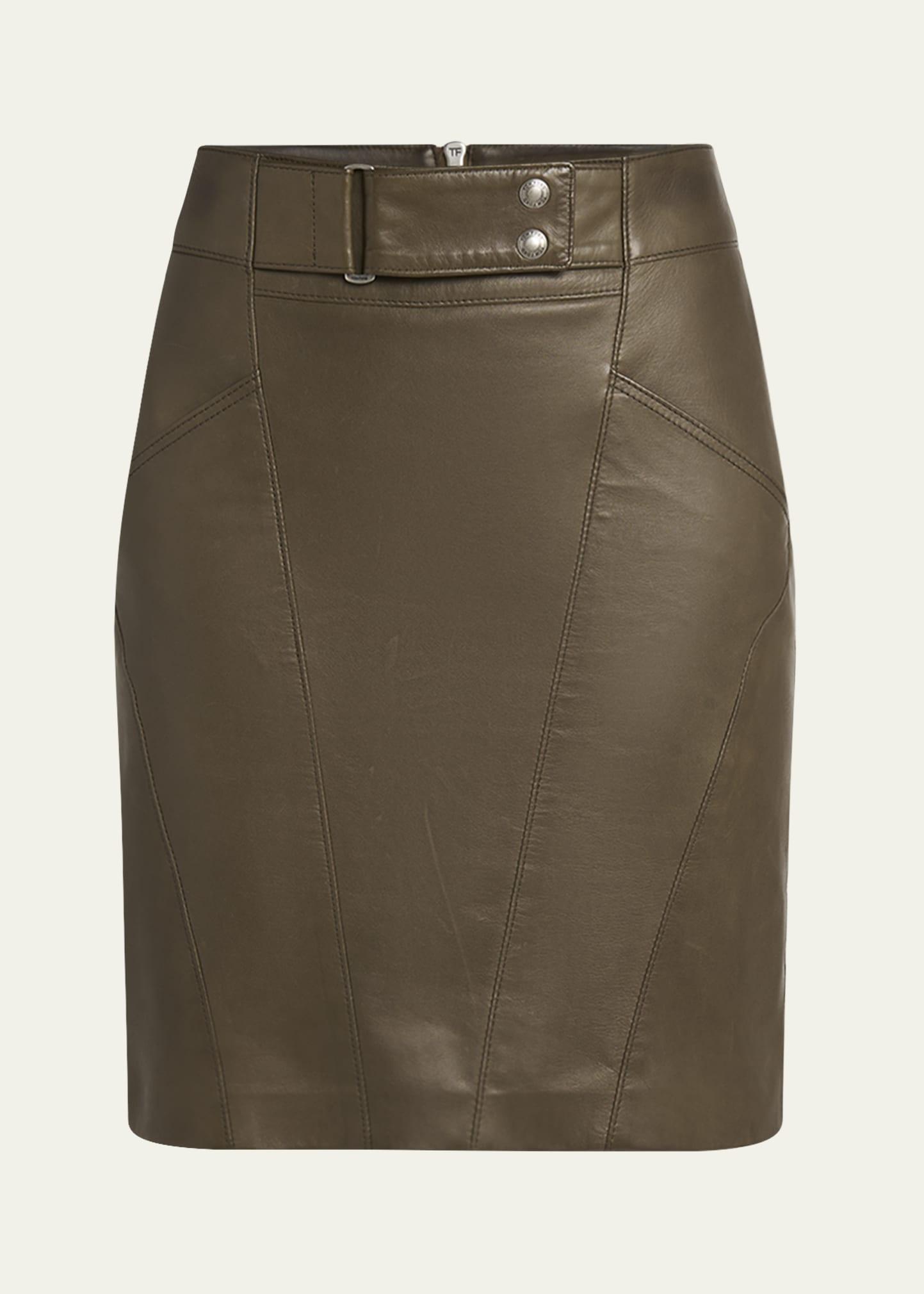 soft nappa leather mini pencil skirt