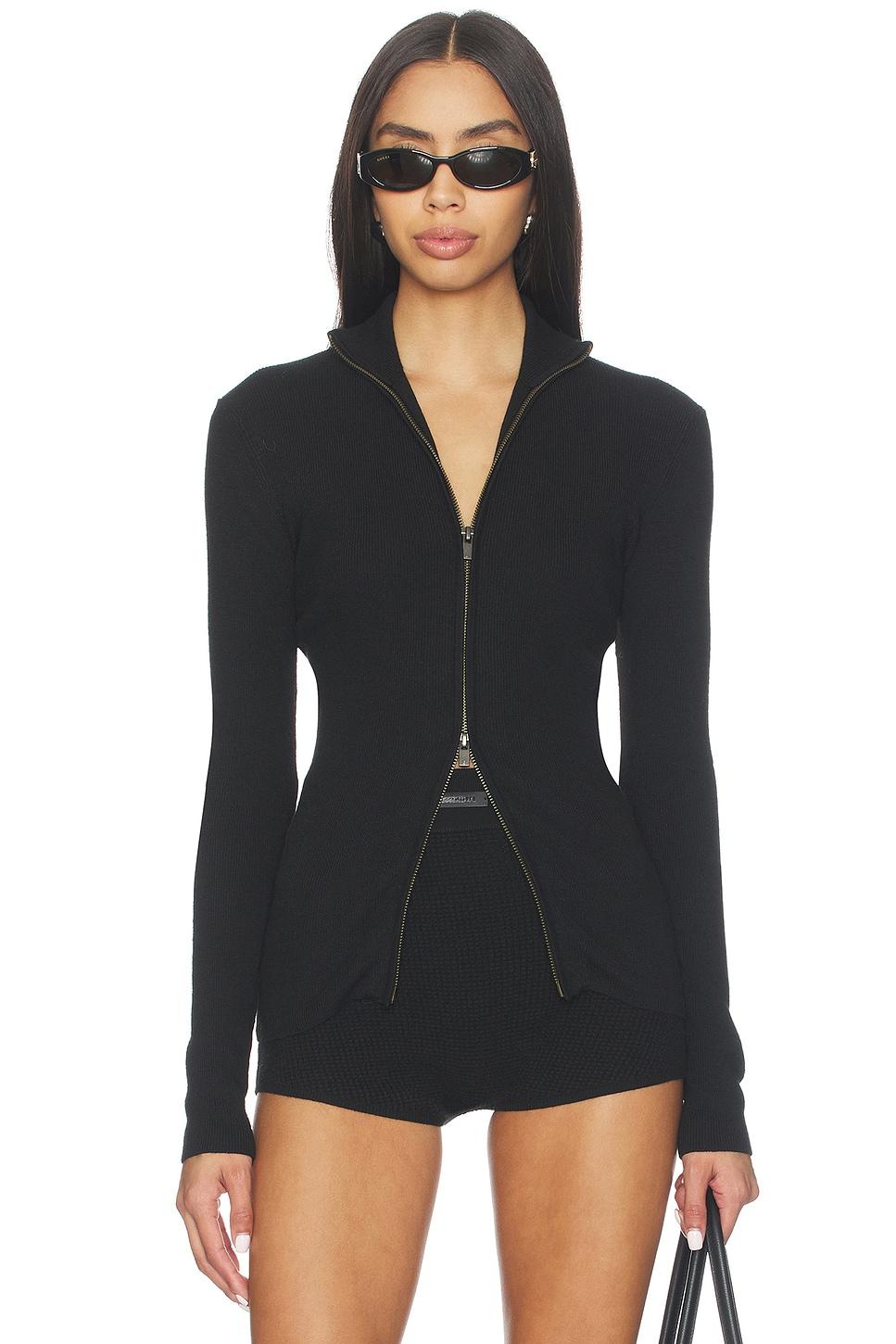 soft rib 2-way zip-up jacket