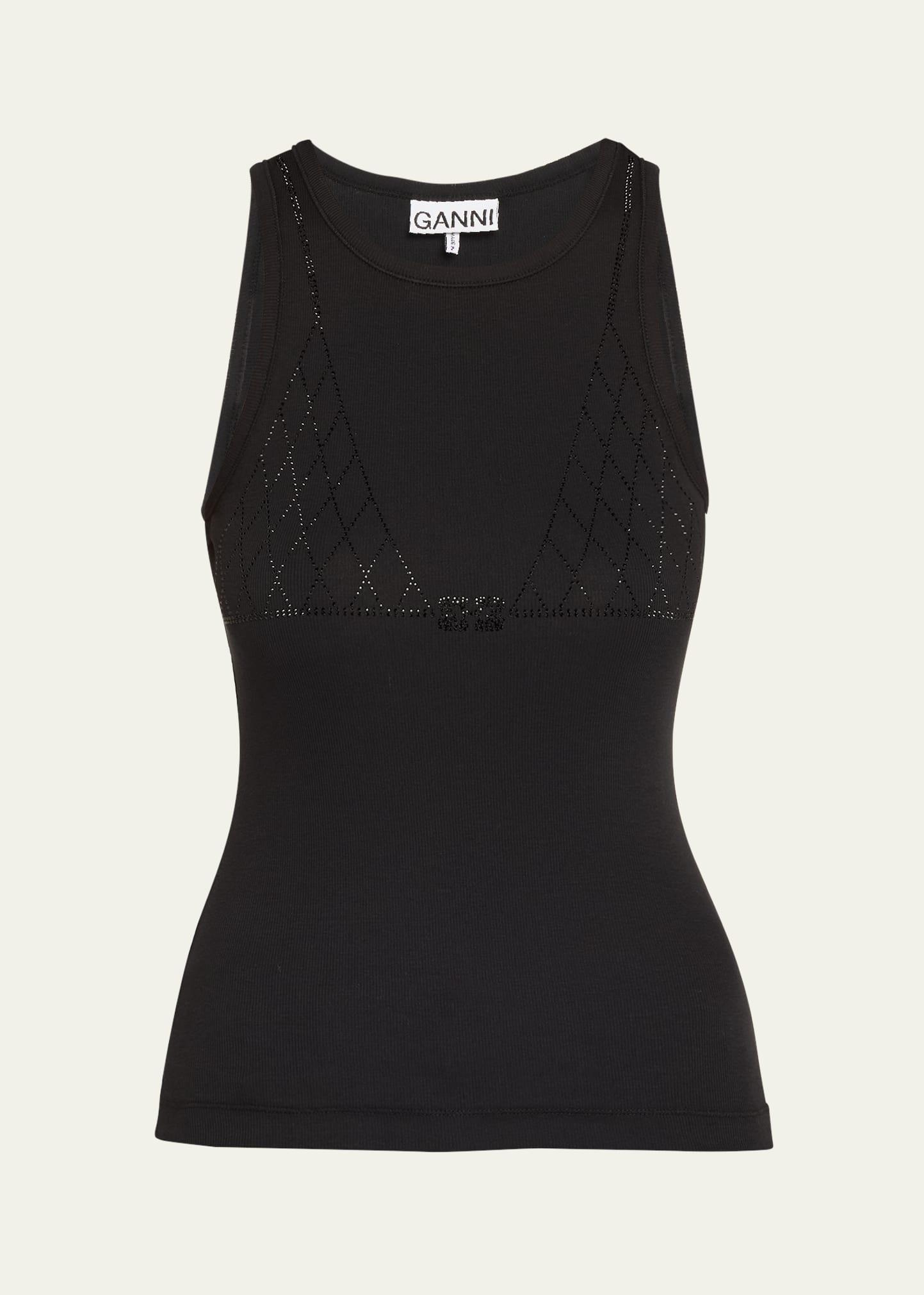 soft rib rhinestone tank top