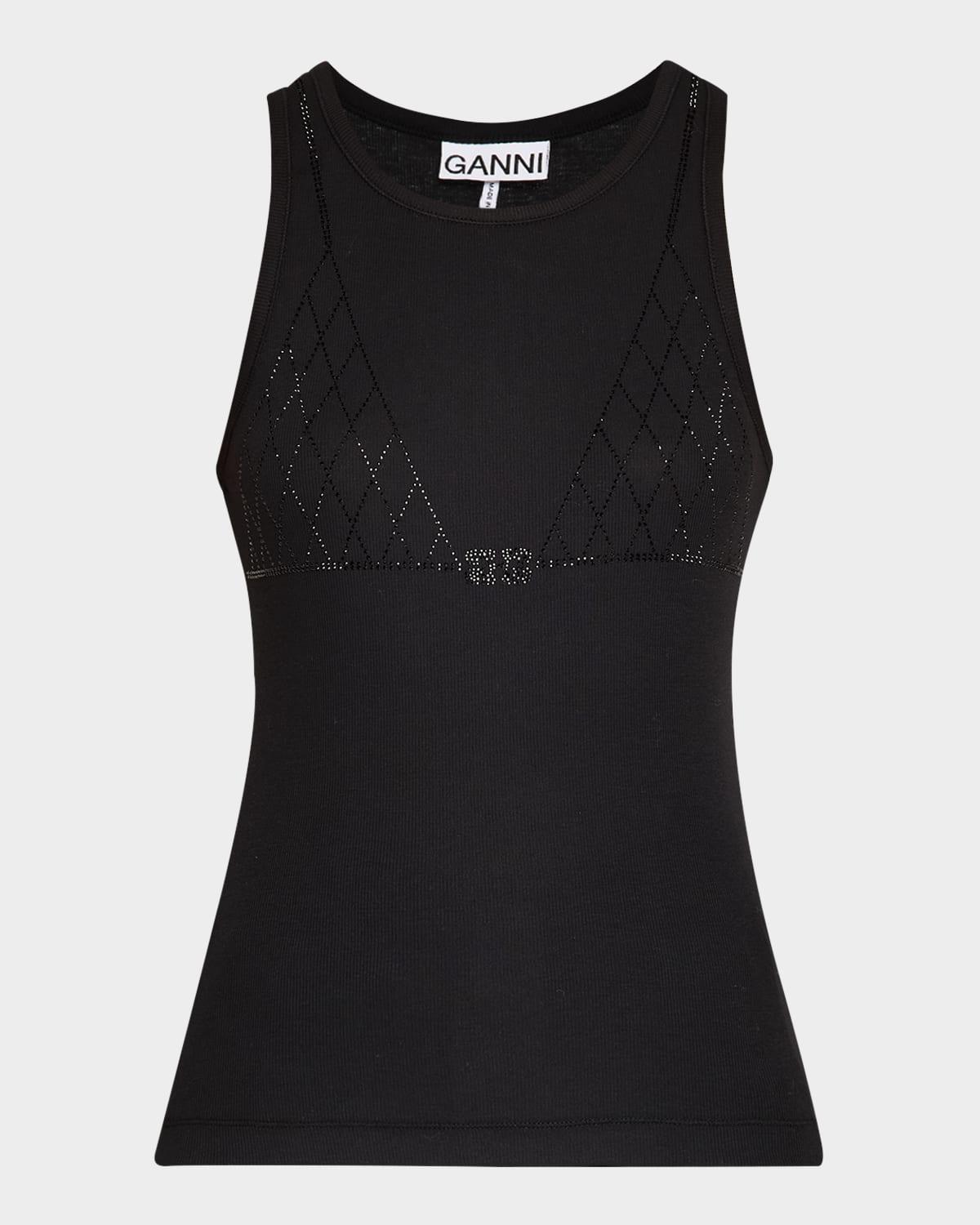 soft rib rhinestone tank top
