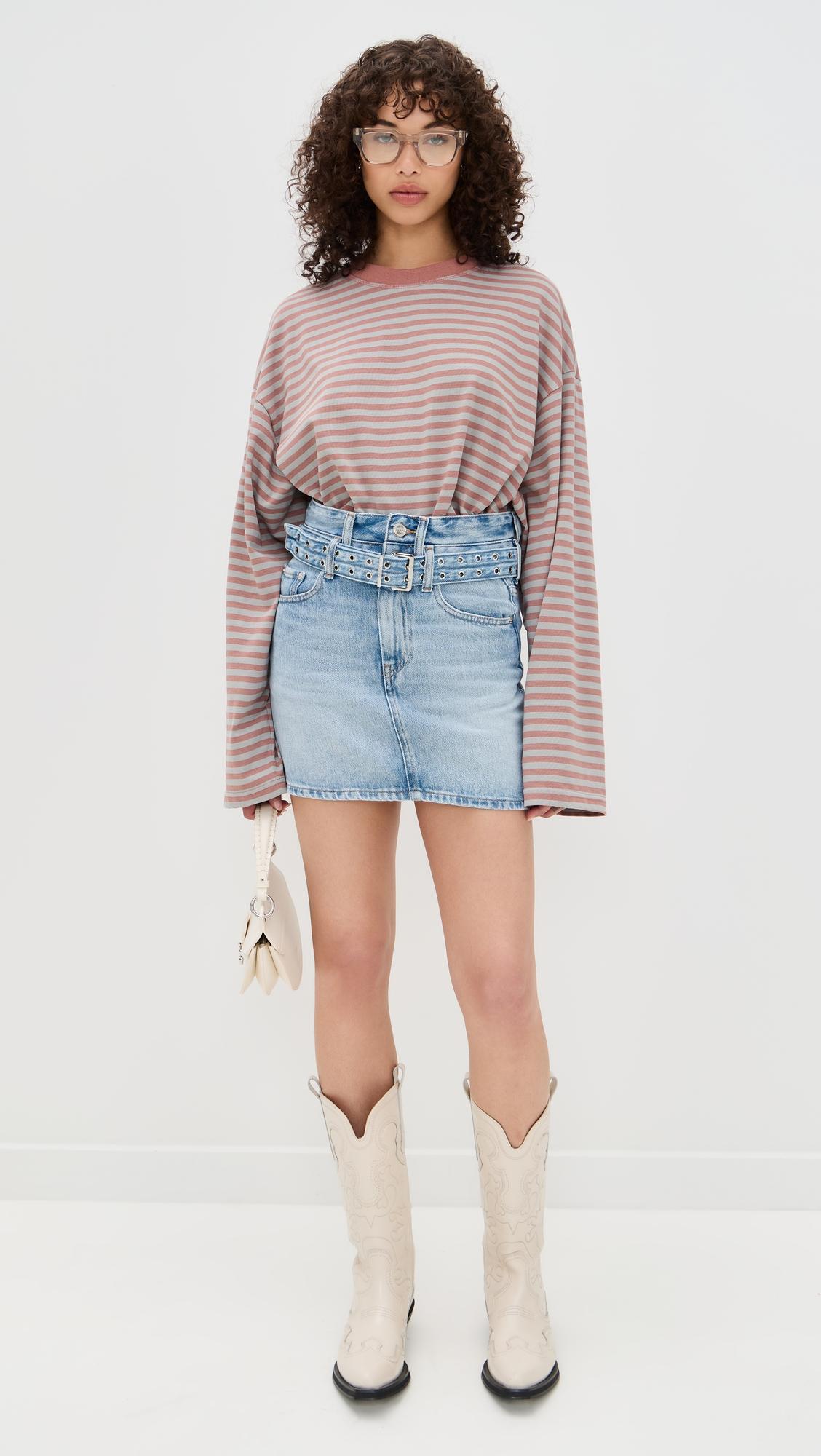 soft rigid denim mini skirt