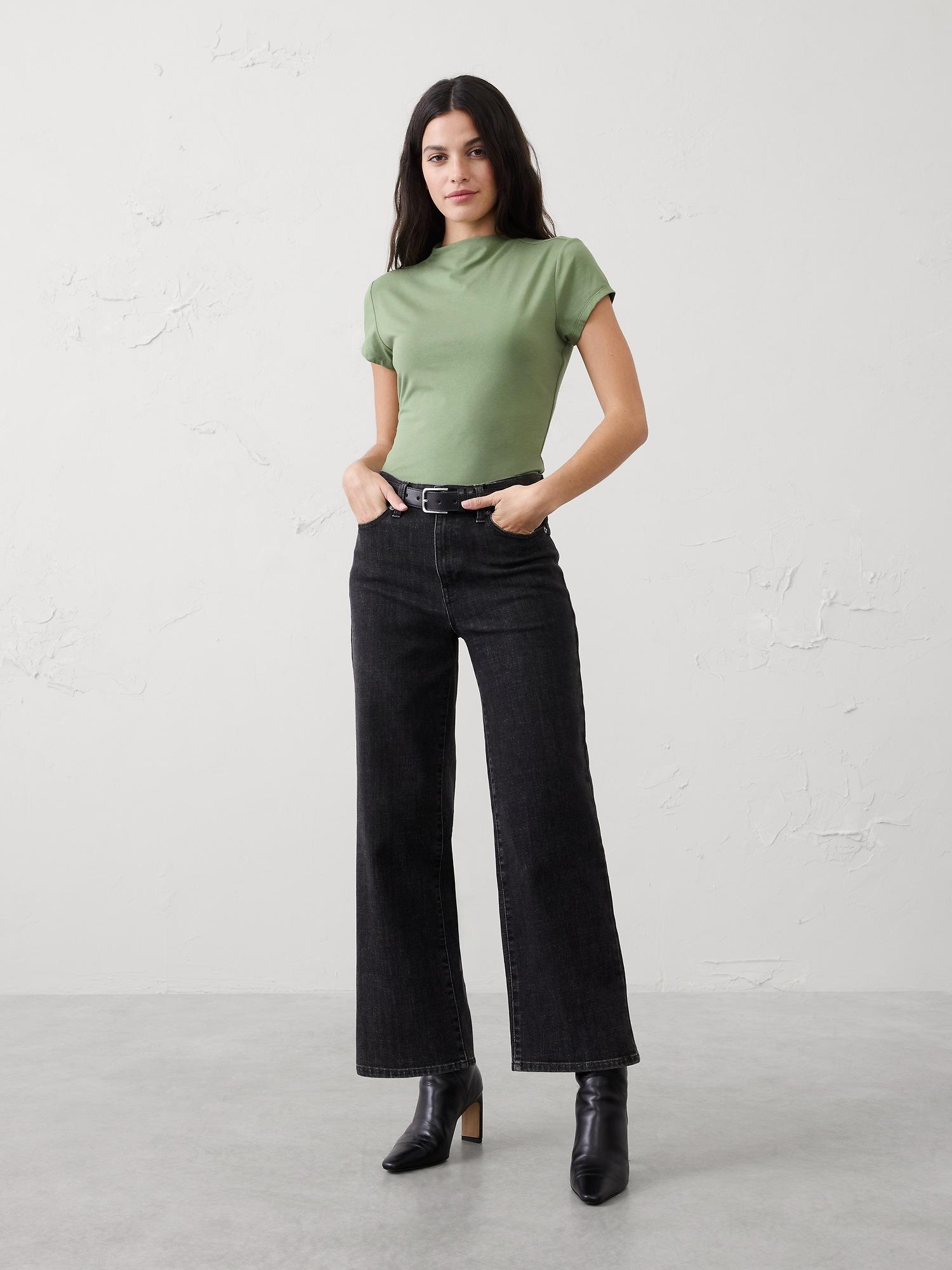 soft stretch mock-neck top
