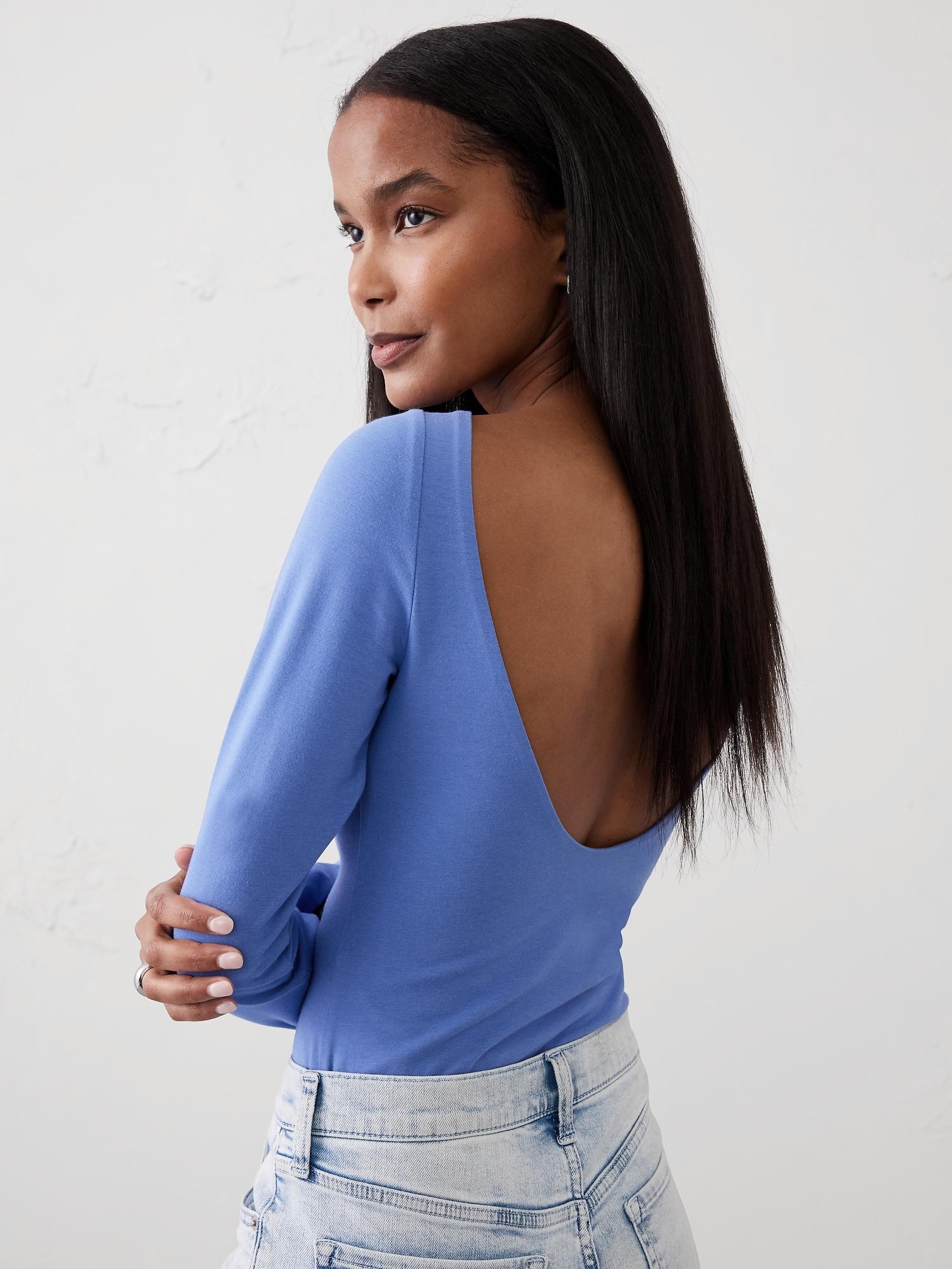 soft stretch open back top