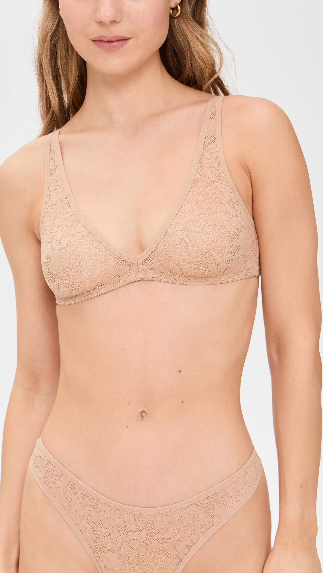 soft stretch recycled lace plunge bralette