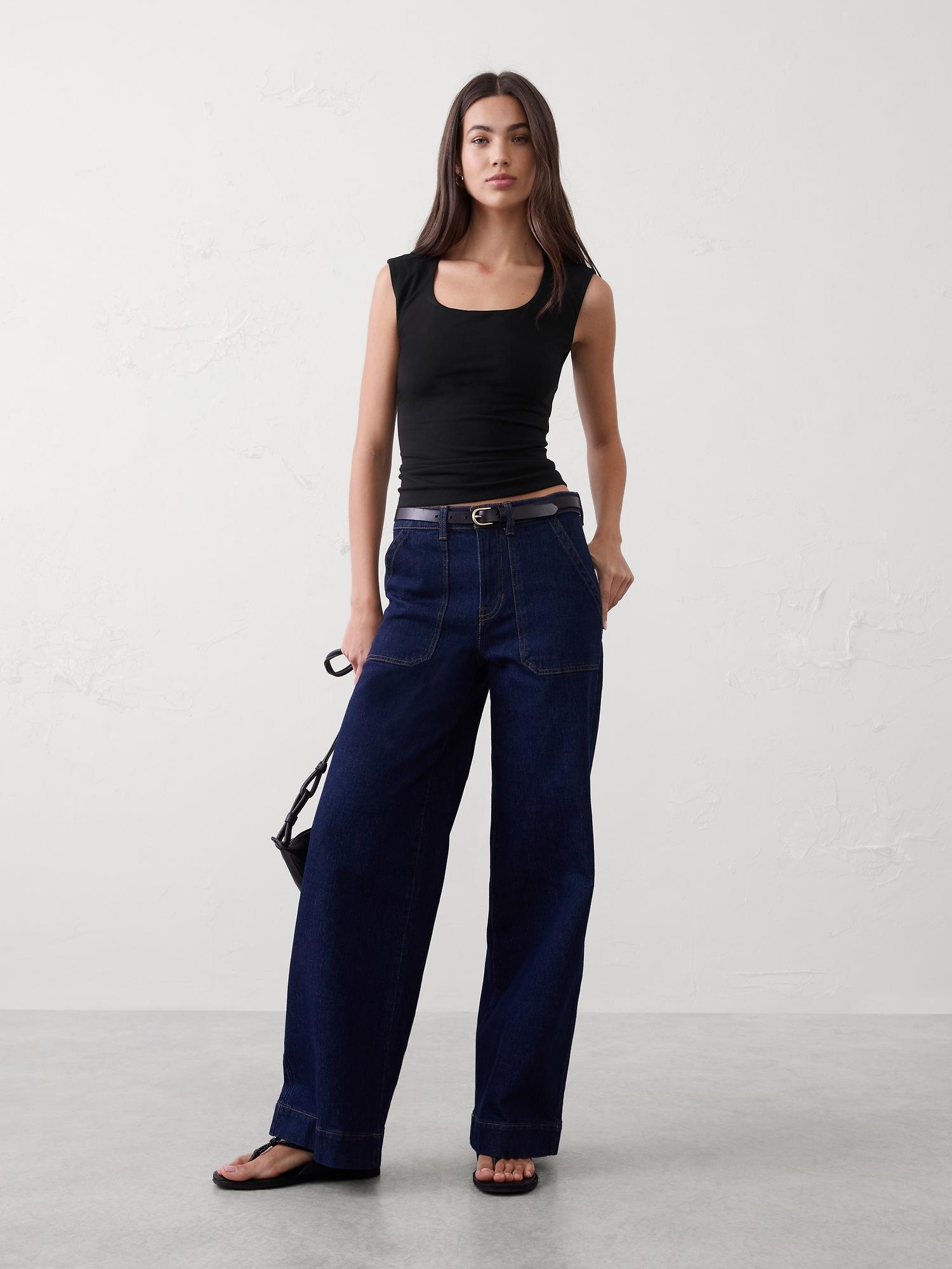 soft stretch scoop-neck top