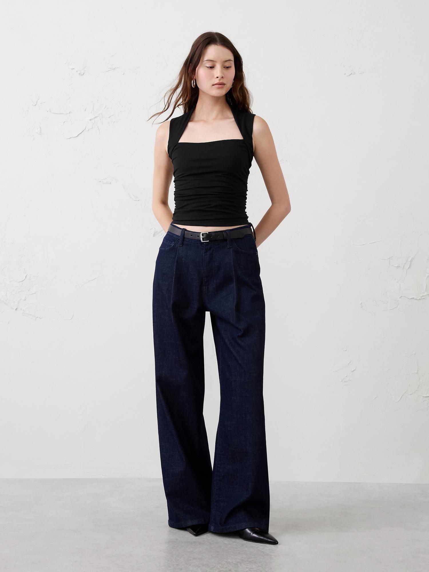 soft stretch side-shirred top