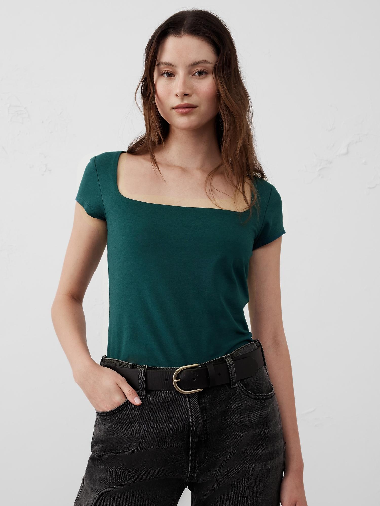 soft stretch square-neck t-shirt