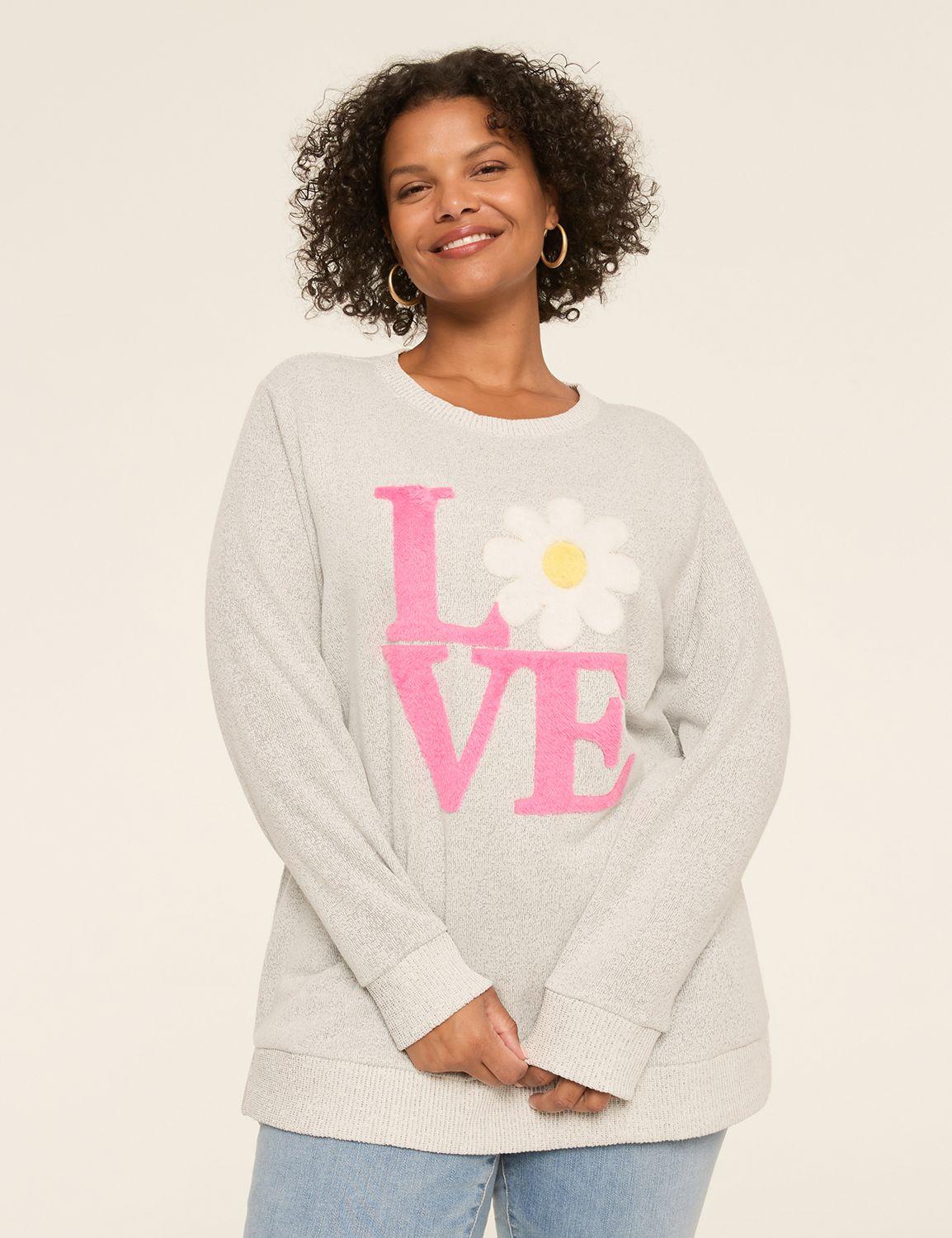 soft-textured love graphic sweatshirt