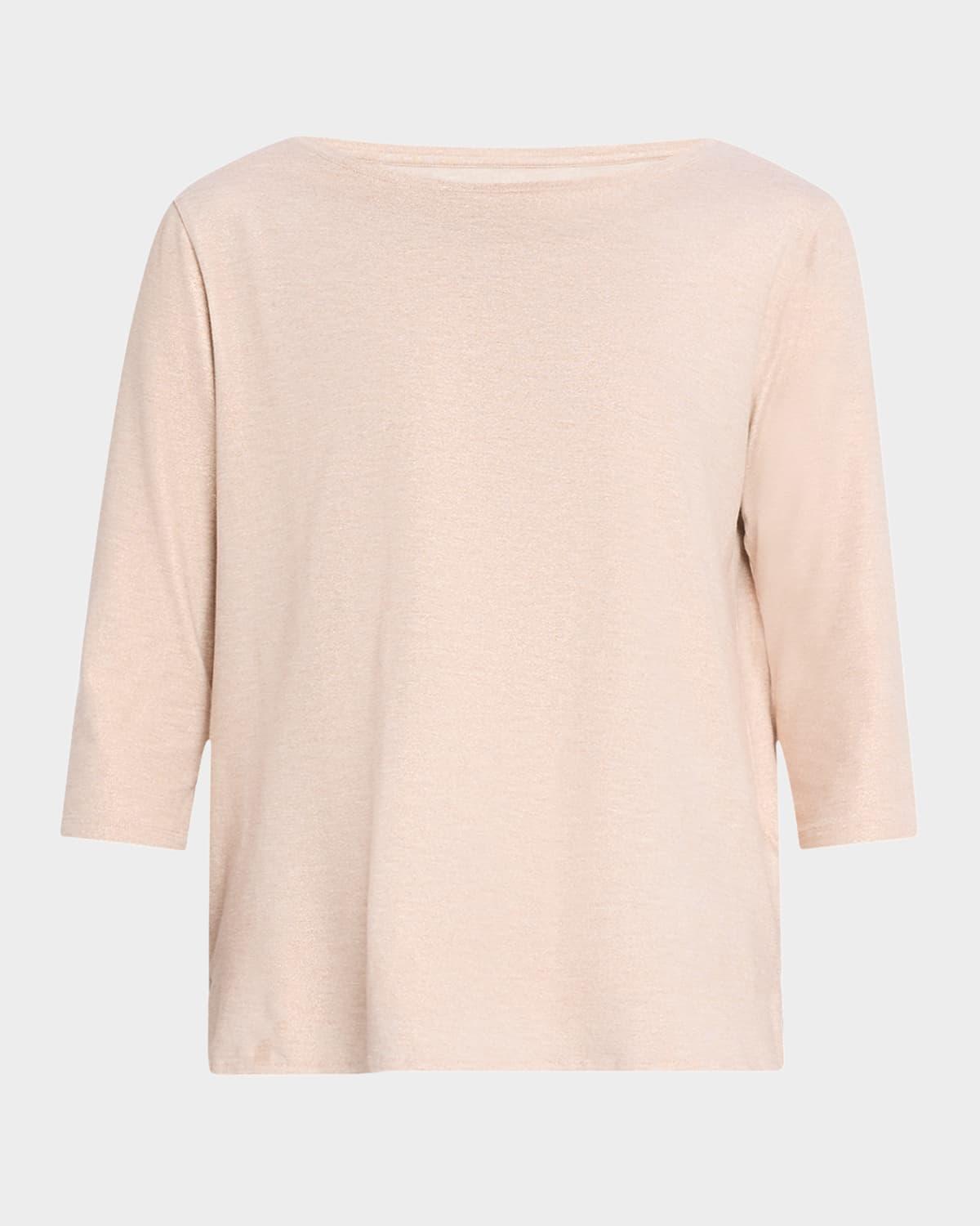 soft touch 3/4-sleeve metallic jersey t-shirt