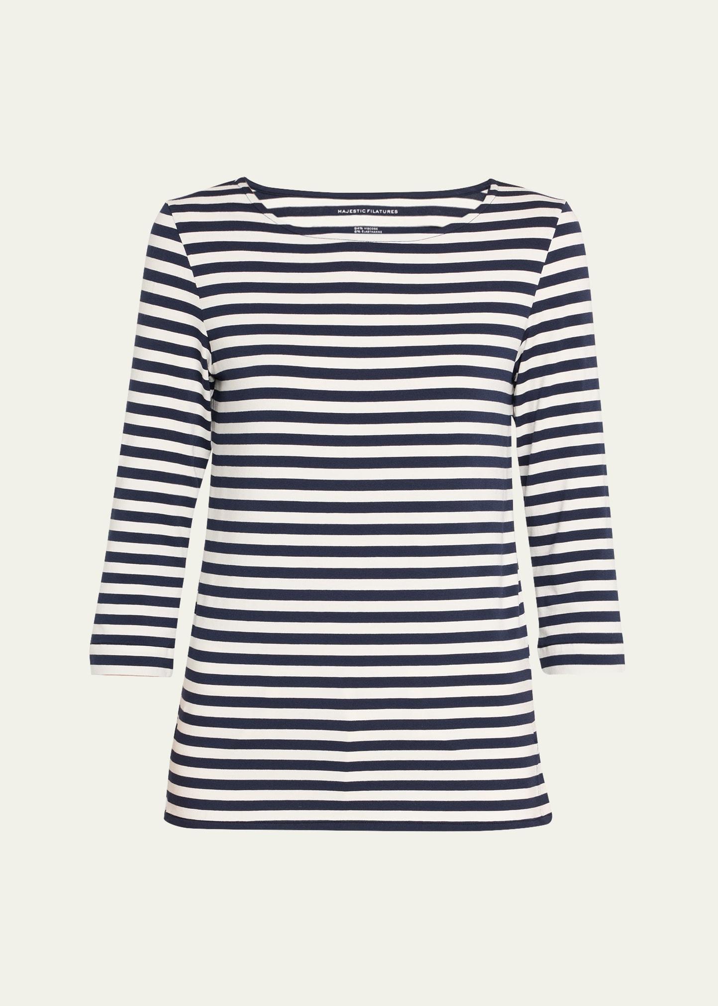 soft touch boatneck striped jersey t-shirt