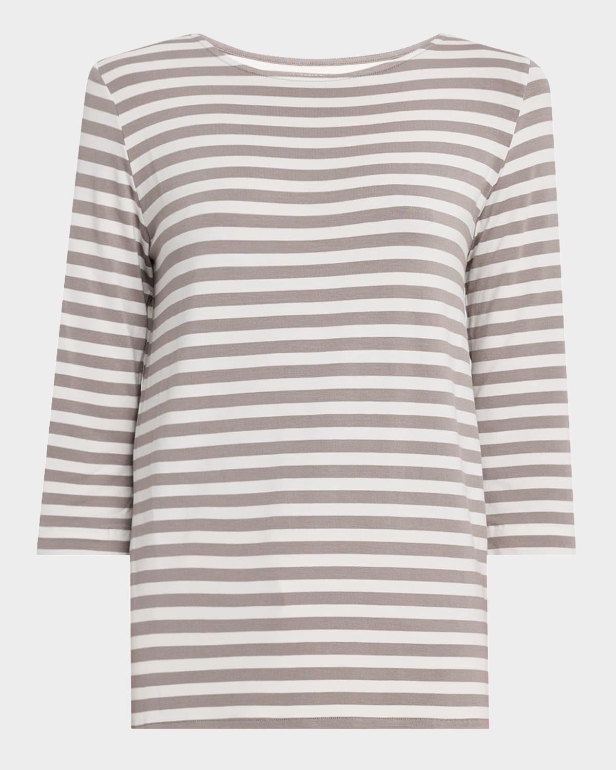 soft touch boatneck striped jersey t-shirt