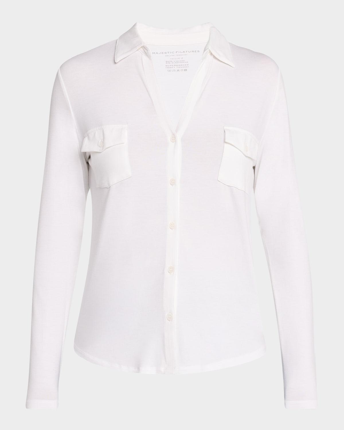 soft touch button-down shirt with pockets