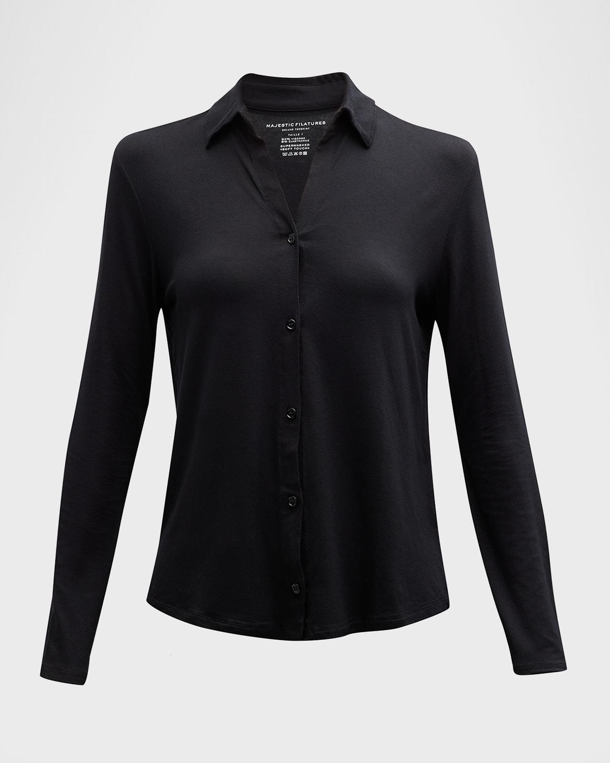 soft touch button-front shirt