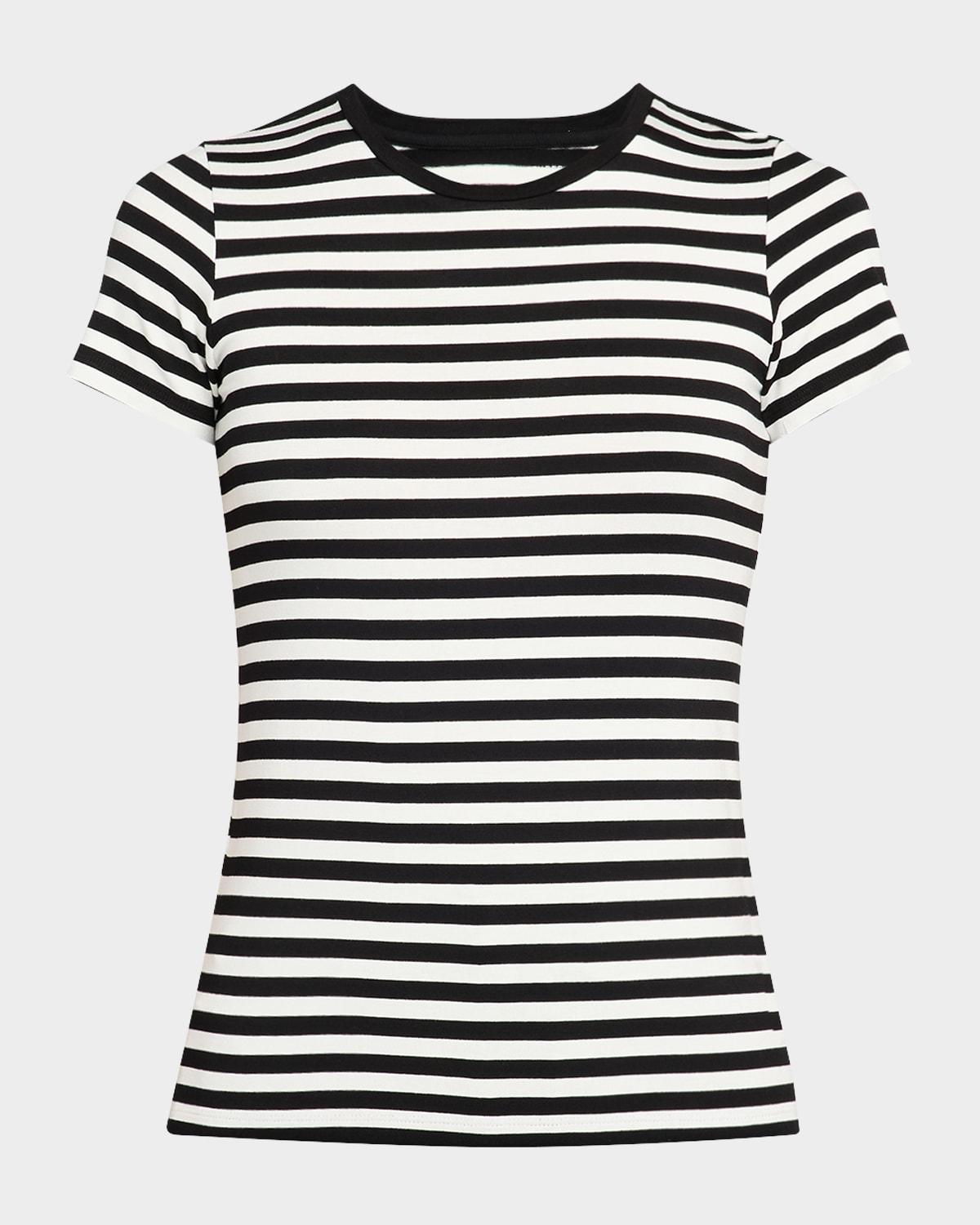 soft touch crewneck striped jersey t-shirt