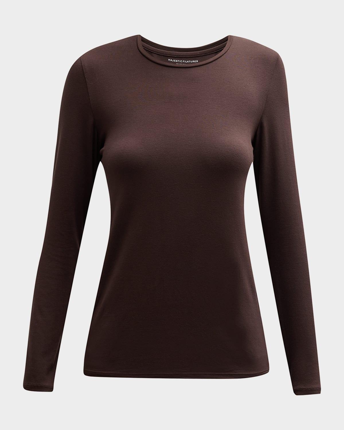 soft touch flat-edge long-sleeve crewneck top
