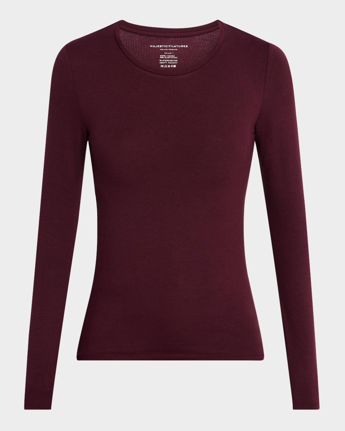 soft touch flat-edge long-sleeve crewneck top