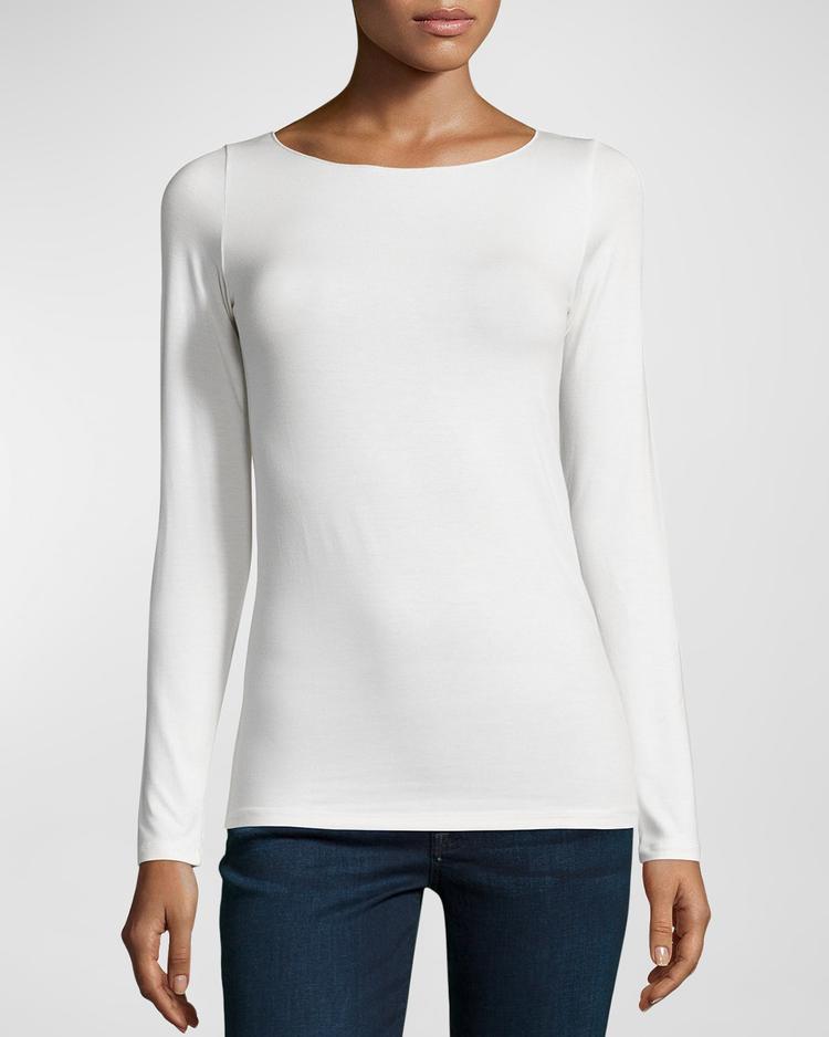 soft touch marrow-edge long-sleeve top