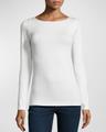 soft touch marrow-edge long-sleeve top