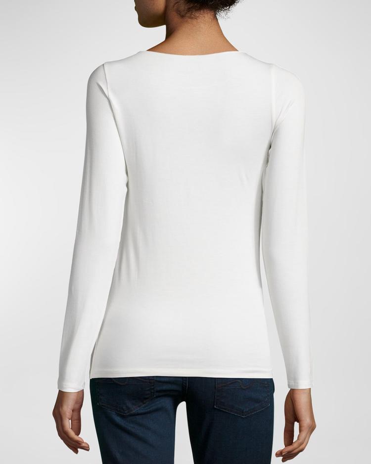 soft touch marrow-edge long-sleeve top