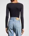 soft touch marrow-edge long-sleeve top