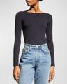 soft touch marrow-edge long-sleeve top