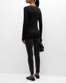 soft touch marrow-edge long-sleeve top