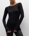soft touch marrow-edge long-sleeve top