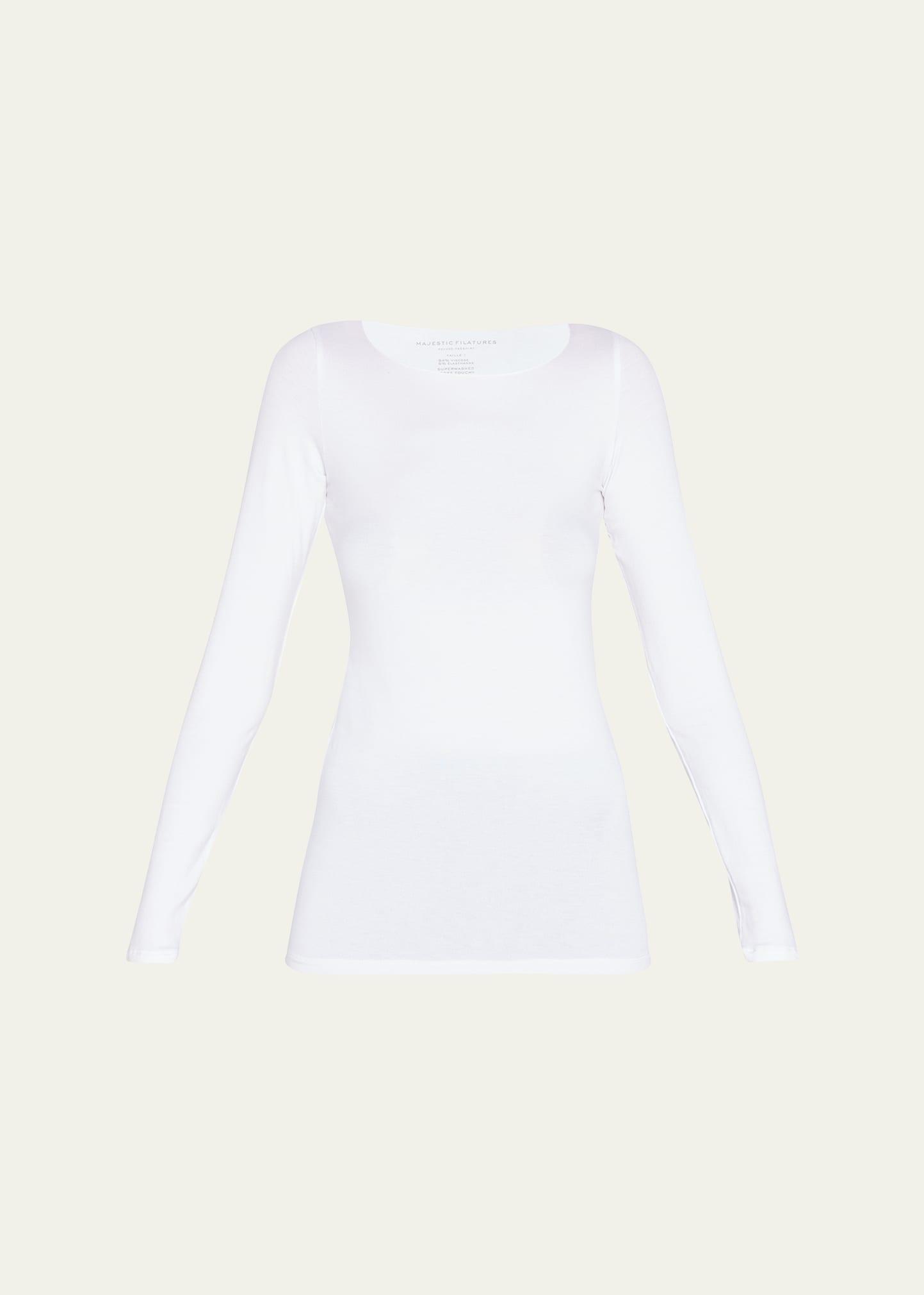 soft touch marrow-edge long-sleeve top