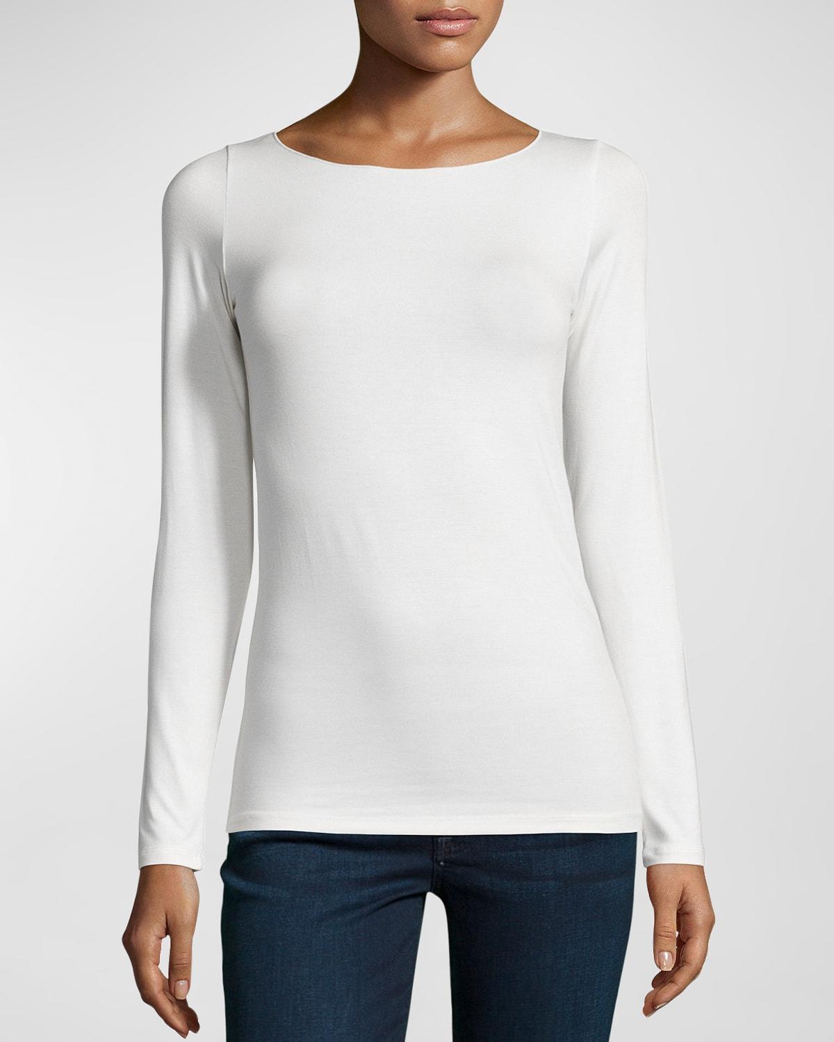 soft touch marrow-edge long-sleeve top