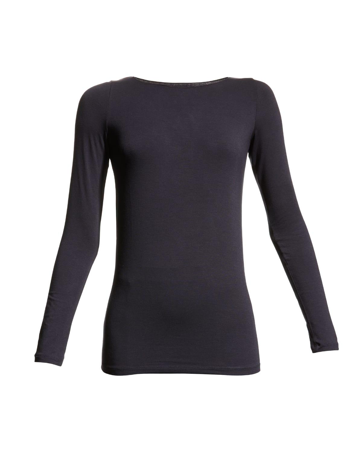 soft touch marrow-edge long-sleeve top