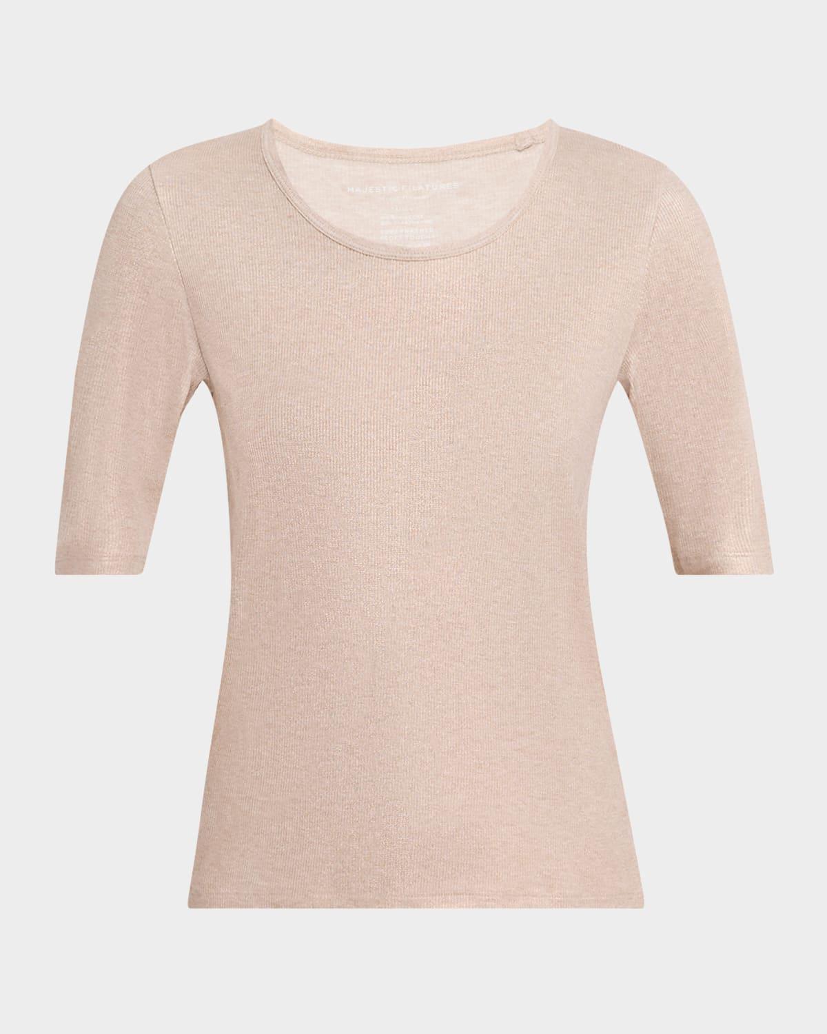 soft touch metallic ribbed top