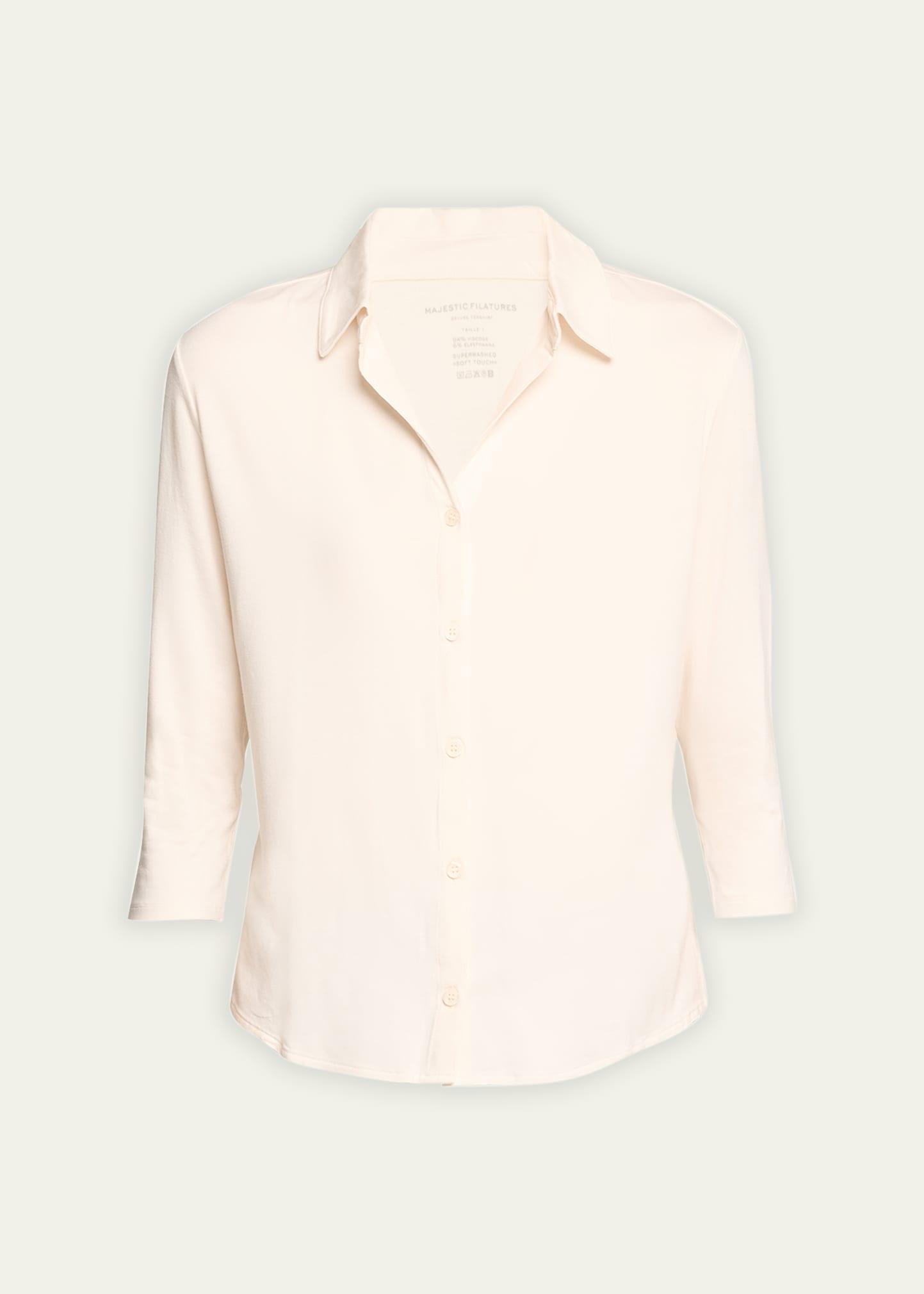 soft touch semi-relaxed button-front shirt