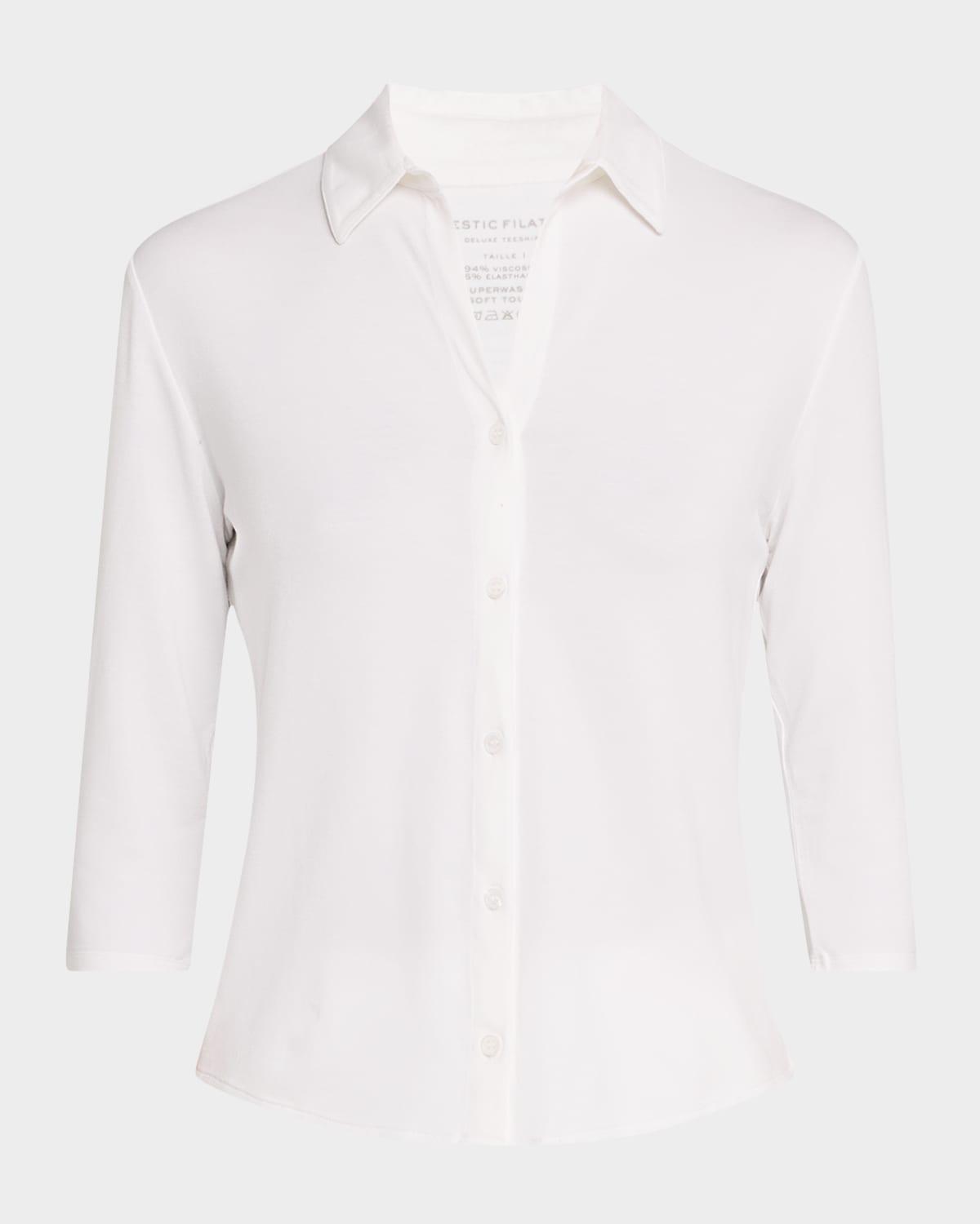 soft touch semi-relaxed button-front shirt