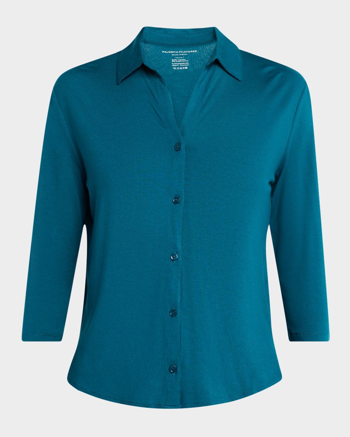 soft touch semi-relaxed button-front shirt