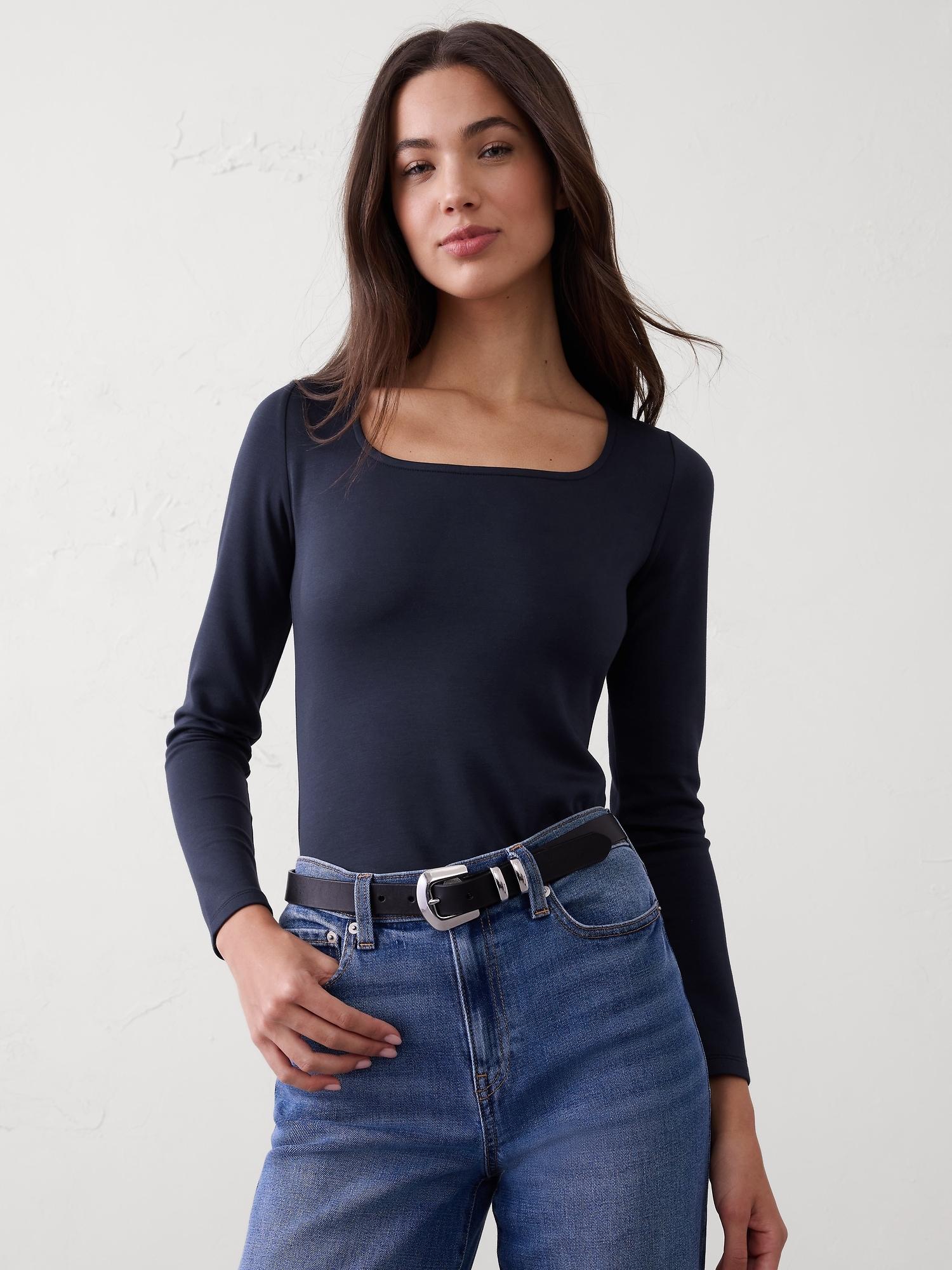 soft touch square-neck top