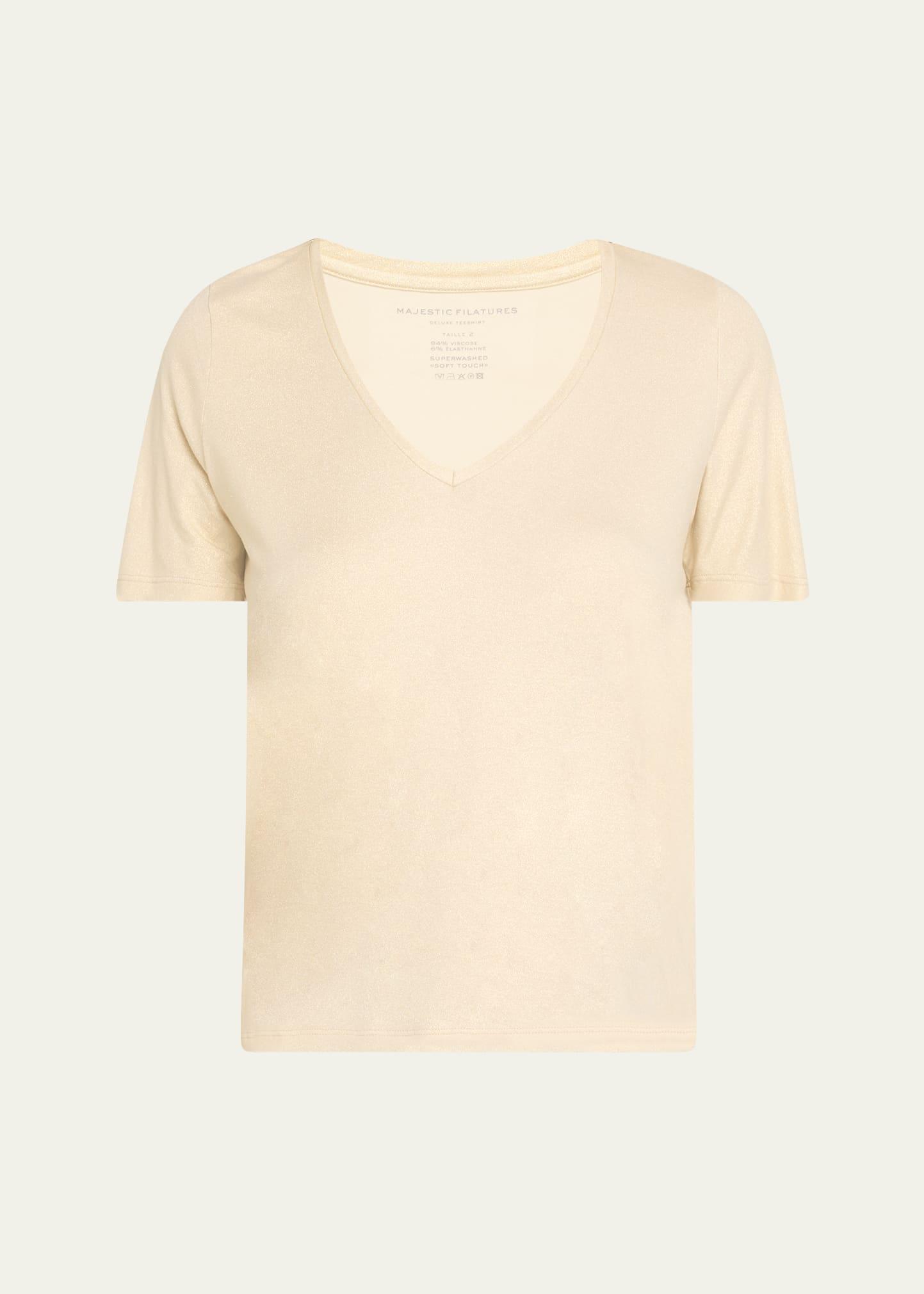 soft touch v-neck shimmer jersey t-shirt
