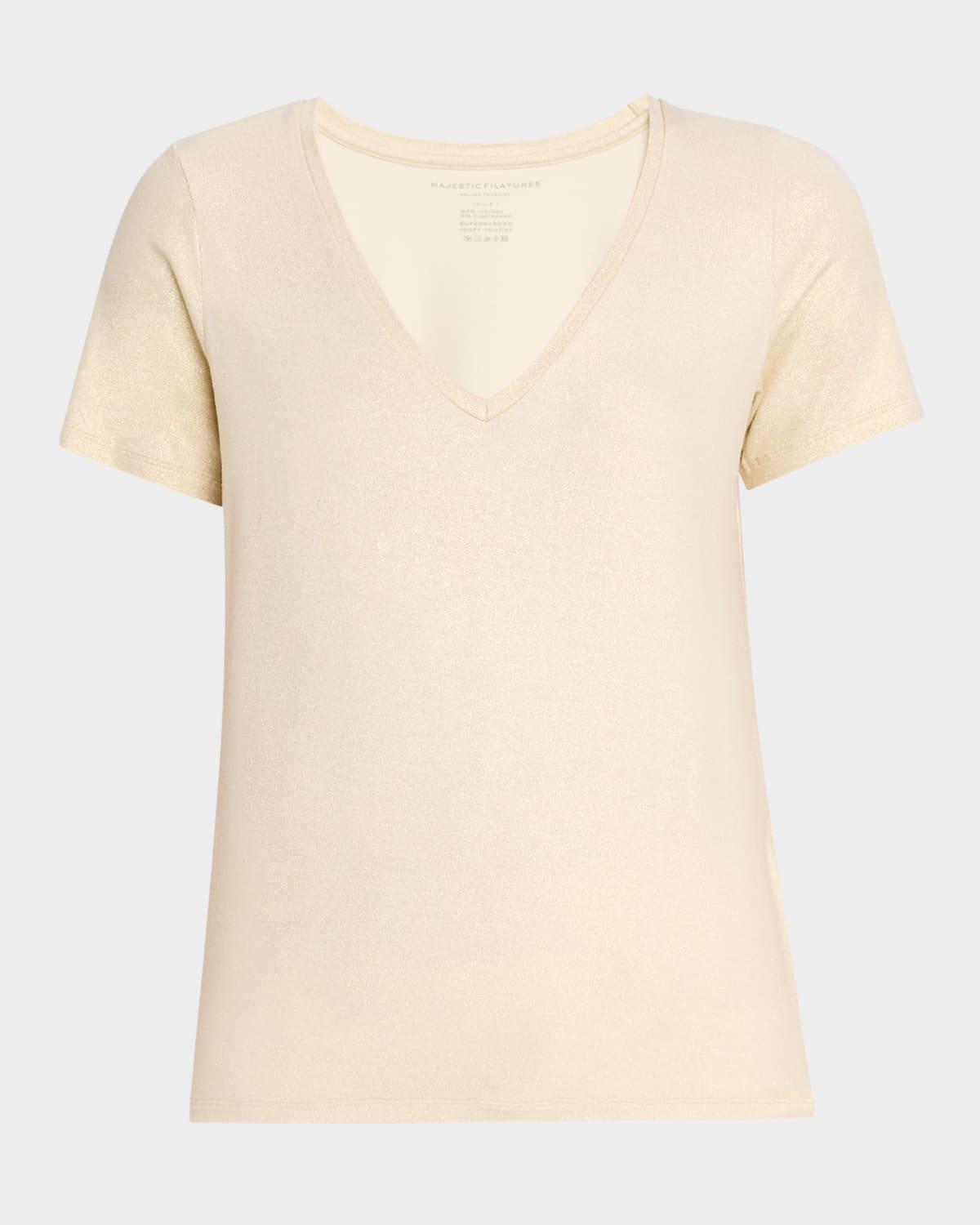 soft touch v-neck shimmer jersey t-shirt