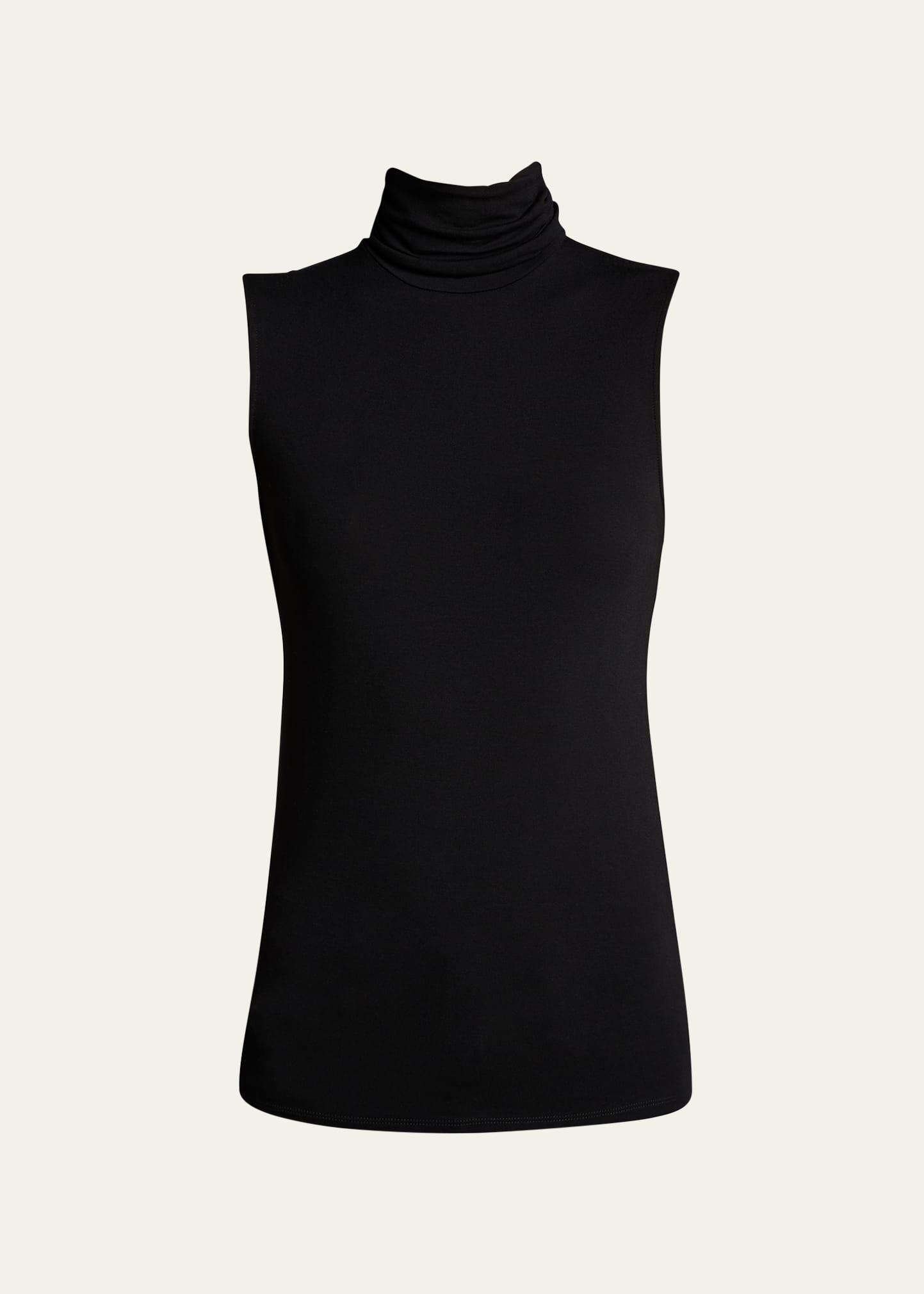 soft touch viscose sleeveless turtleneck top